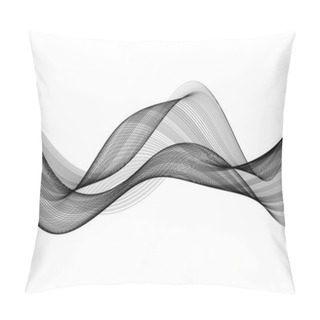 Personality  Abstract Black Lines Curve Wave On White Background Vector Pillow Covers