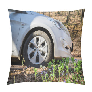 Personality  The Car Hyundai Solaris (Accent) Is Parked In Nature. Grand Canyon, The Republic Of Crimea. 2016-03-07 Pillow Covers