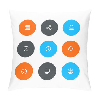Personality  Wireless And Hosting Icons. Flat Style Pillow Covers
