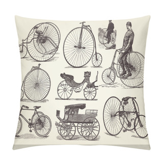 Personality  Vector Set Of Old Bicycles Pillow Covers