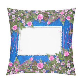 Personality  Writing Abstract Background With Frame And Floral Beautiful Bouq Pillow Covers
