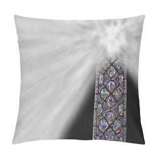 Personality  Chartres Cathedral Stained Glass Window With Light Shining Through Pillow Covers