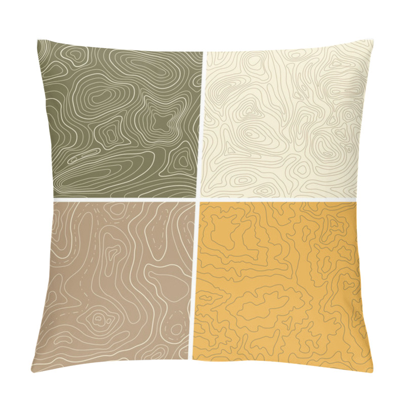 Personality  Four Seamless Vector Topographic Map Patterns pillow covers