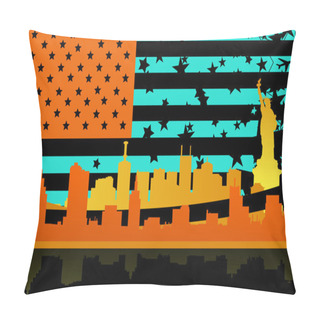 Personality  USA Flag And City Pillow Covers