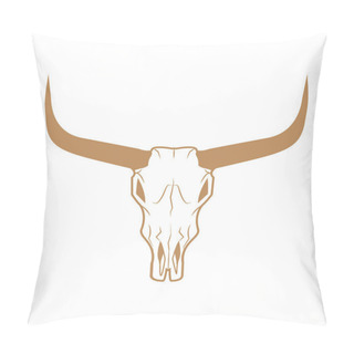 Personality  Bull Skull Icon. Buffalo Head Vector Illustration Isolated On White. Animal Skull With Horns. Texas Animal Head Symbol. Dangerous Sign. Pillow Covers