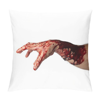 Personality  Bloody Hand Isolated On White Background. Pillow Covers