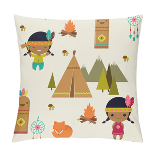 Personality  American Indians Clipart Seamless Wallpaper Pillow Covers