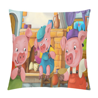 Personality  Cartoon Scene With Pigs In The Kitchen Pillow Covers
