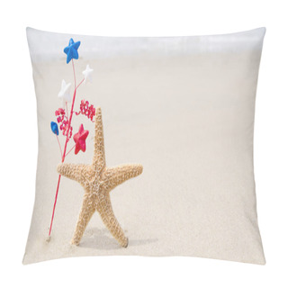 Personality  Patriotic USA Background With Starfishes Pillow Covers
