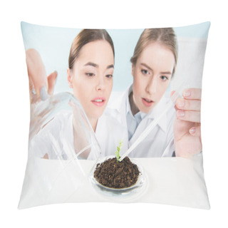 Personality  Female Scientists With Green Plant  Pillow Covers