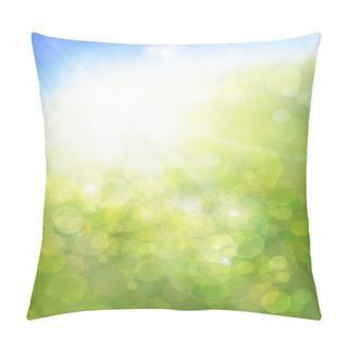 Personality  Eco Nature / Green And Blue Abstract Defocused Background With S Pillow Covers