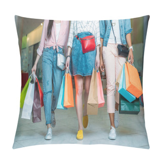Personality  Young Women With Shopping Bags  Pillow Covers