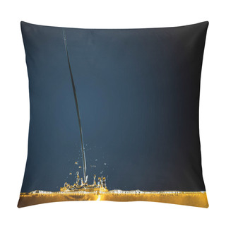 Personality  Close-up Of Oil And Liquid Pouring On Dark Background. Pillow Covers