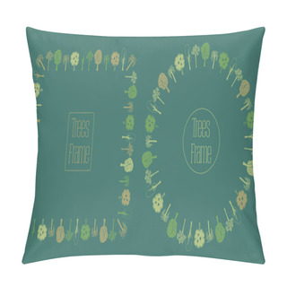 Personality  Round And Square Frames Set With Trees, Vector Illustration Pillow Covers