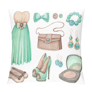 Personality  Collection Of Watercolor Dresses And Accessories Pillow Covers