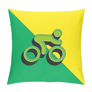 Personality  Bicycle Race Green And Yellow Modern 3d Vector Icon Logo Pillow Covers
