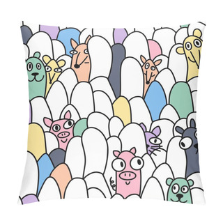 Personality  Cartoon Animals And Stones Seamless Doodle Monsters Pattern For Wrapping Paper And Kids Clothes Print And Halloween Accessories And Study Notebooks And Fabrics And Linens. High Quality Illustration Pillow Covers