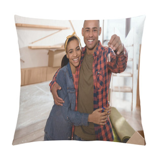 Personality  Happy African American Couple Holding Keys In New Apartment  Pillow Covers