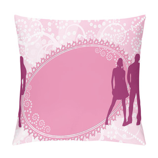 Personality  Abstract Floral Border With Silhouettes Pillow Covers