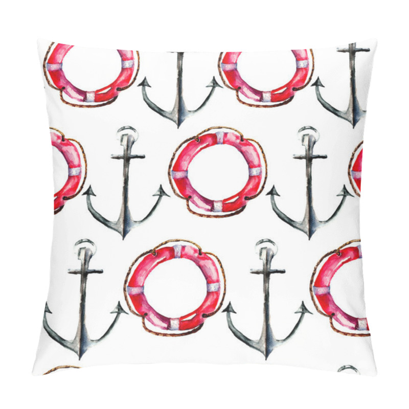 Personality  Seamless wallpaper with Life buoy and anchor pillow covers