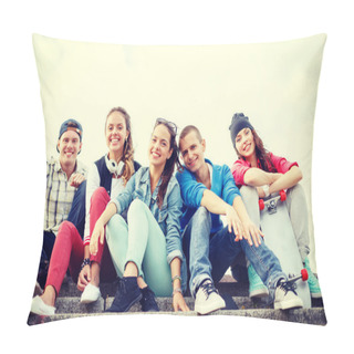Personality  Group Of Smiling Teenagers Hanging Out Pillow Covers