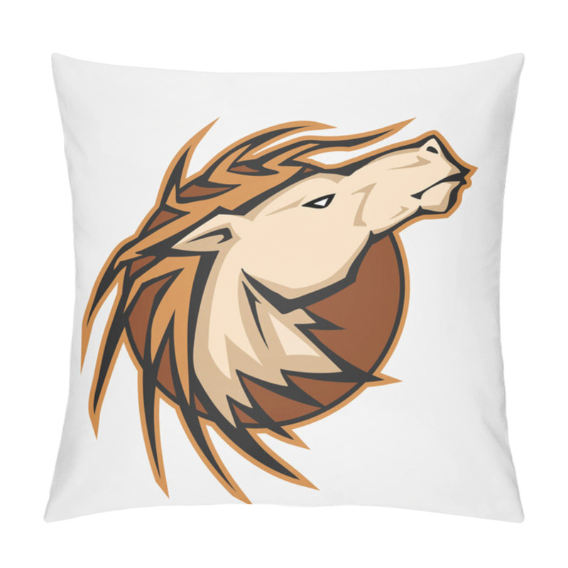 Personality  The stylized head of a horse. Vector pillow covers