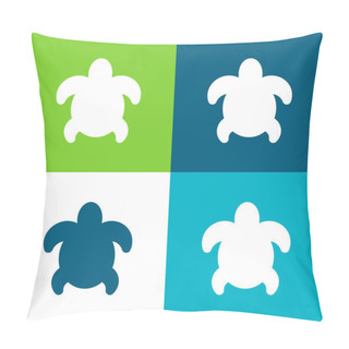 Personality  Big Turtle Flat Four Color Minimal Icon Set Pillow Covers