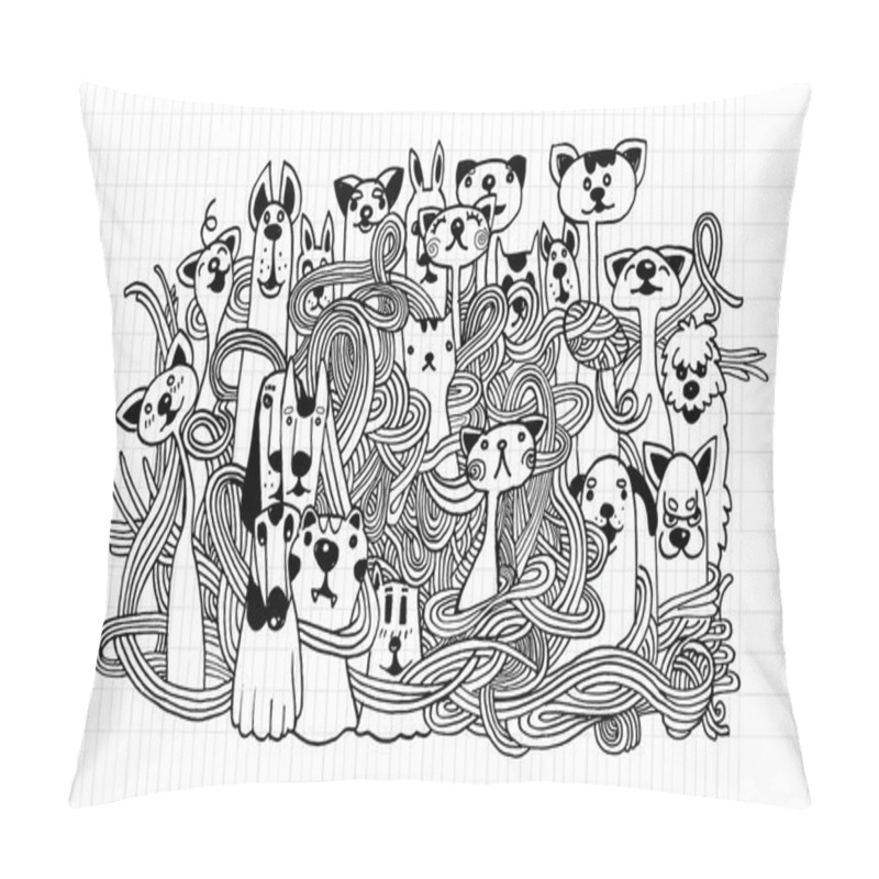 Personality  hand drawn doodle pet background pillow covers