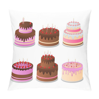 Personality  Set Of Birthday Cakes. Birthday Party Elements. Pillow Covers