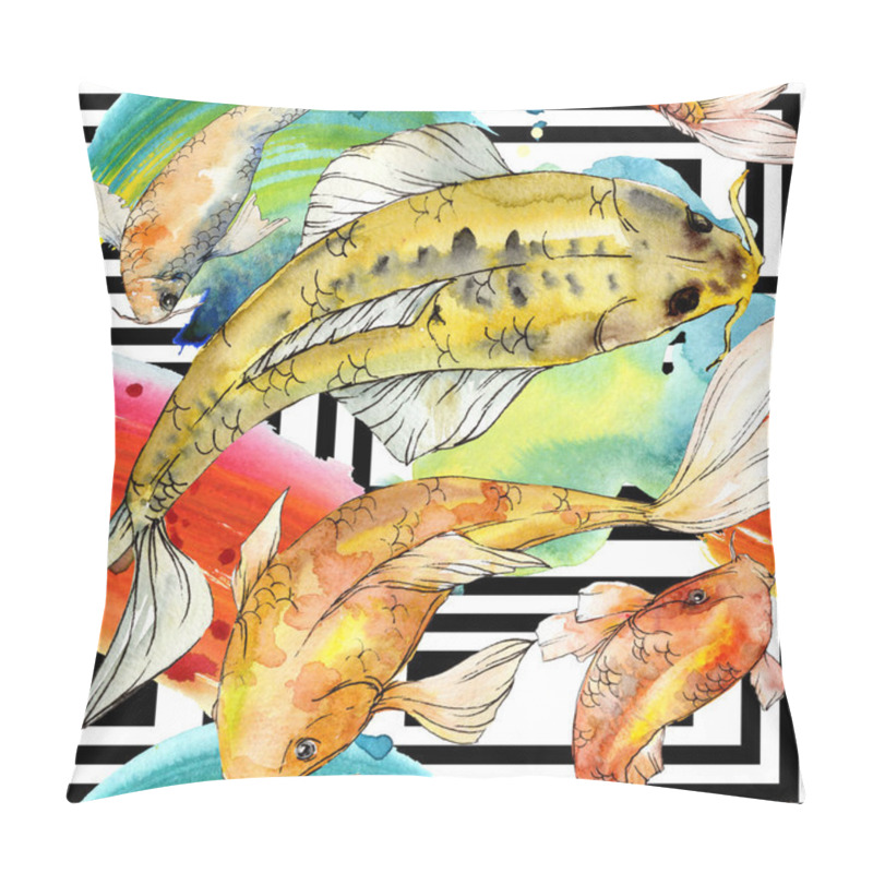 Personality  Watercolor Aquatic Underwater Colorful Tropical Fish Set. Red Sea And Exotic Fishes Inside: Golden Fish. Aquarelle Elements For Background, Texture, Wrapper Pattern. Pillow Covers