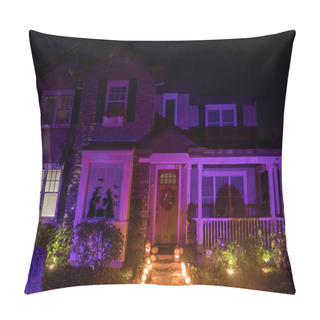 Personality  Halloween Night Lights Decorating House In Californi Pillow Covers