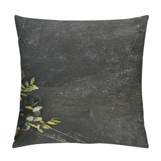 Personality  Dark Green Tropical Leaves Mockup On Natural Black Stone Backgro Pillow Covers