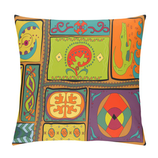 Personality  Abstract African Style Illustration With Simple Geometric Shapes And Animals. Pillow Covers