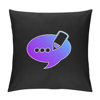 Personality  Blog Comment Speech Bubble Symbol Blue Gradient Vector Icon Pillow Covers