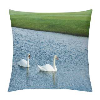 Personality  Swans Swimming In Pond  Pillow Covers