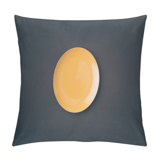 Personality  Top View Of Yellow Plate On Gray Table Pillow Covers