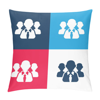 Personality  Boss With Tie Blue And Red Four Color Minimal Icon Set Pillow Covers