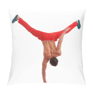 Personality  Muscular Dancer Standing On One Hand Pillow Covers
