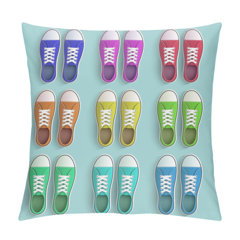 Personality  Set of old vintage sneakers. pillow covers
