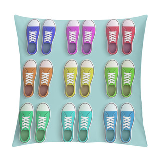 Personality  Set Of Old Vintage Sneakers. Pillow Covers