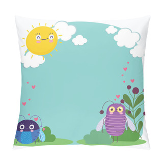 Personality  Funny Bugs Animals Hearts Floral Cartoon Template Design Pillow Covers