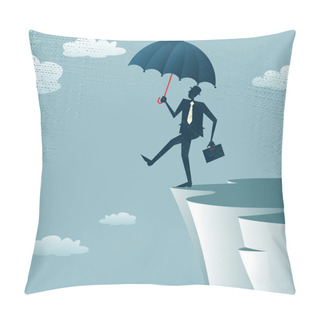 Personality  Abstract Businessman Walks Off A Cliff. Pillow Covers