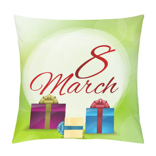 Personality  8 March Greating Card With Gift Boxes, Vector Pillow Covers