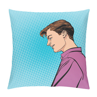Personality  Romantic Words. Man Speaking Softly. Romance Valentine's Day Illustration. Happy Valentine's Day. Concept Idea Of Advertisement And Promo. Halftone Background. Pop Art Retro Style Illustration. Pillow Covers