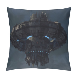 Personality  3d Render. Alien Spaceship Concept Pillow Covers