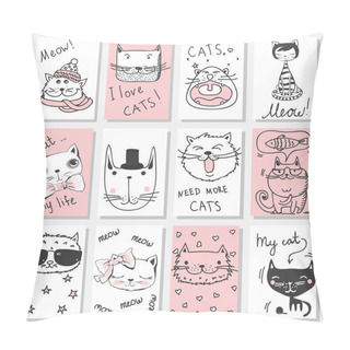 Personality  Cards With Cats Avatars Pillow Covers