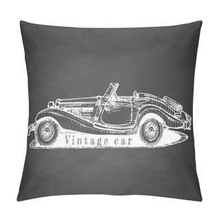 Personality  Vintage Convertible On Blackboard Pillow Covers