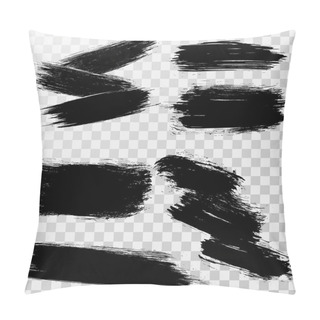 Personality  Painted Grunge Stripes Set. Black Labels, Background, Paint Texture. Brush Strokes Vector. Handmade Design Elements. Isolated On A Transparent Background Pillow Covers