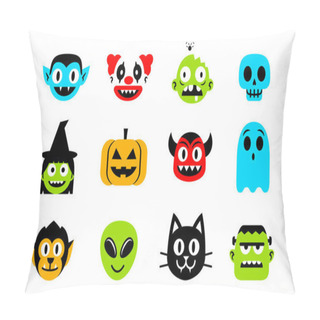 Personality  Vector Cartoon Set Of Halloween Monsters Isolated Pillow Covers