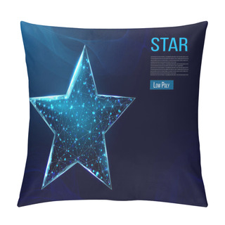 Personality  Wireframe Star, Low Poly Style. Success, Win Symbol Concept. Abstract Modern 3d Vector Illustration On Dark Blue Background. Pillow Covers